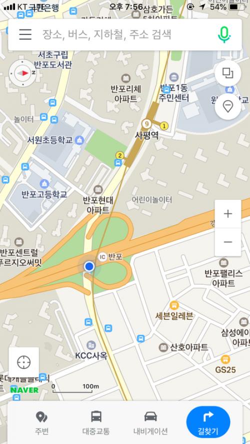 반포ic 잔디밭에 목에 캡 쓴 하얀 강아지를 봤습니다