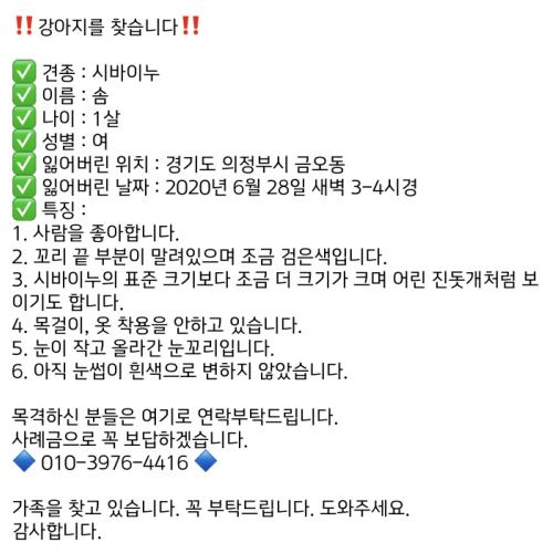 의정부시 금오동) 가족을 찾습니다 도와주세요